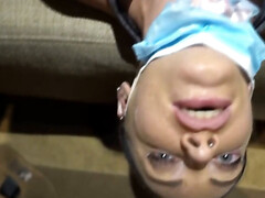 Upside-Down Slut Team Facefucks One Cock in the Dark