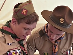 Gay twink enjoys doggy style anal fuck