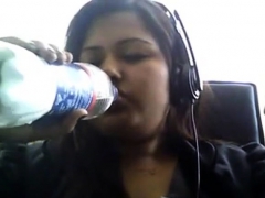 Bored Desi chubby on webcam plays with her boobie