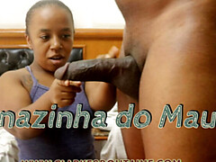 Grosser arsch, Schwarz, Blasen, Sperma im mund, Schwanz, Hd, Zwergin, Muschi