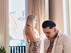 21 year old girlfriend with perky tits passionately fucked in her pussy
