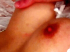 Bruinharig, Vrouw, Hd, Ondergoed, Moeder die ik wil neuken, Alleen, Kousen, Tieten likken