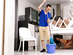 Amerikaans, Kont, Stel, Sperma in gezicht, Vriendin, Keuken, Feest, Geschoren