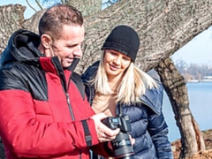 Blondine, Blasen, Hundestellung, Handjob, Lecken, Muschi, Entkleiden, Titten