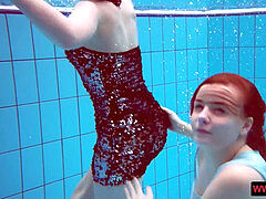 ビーチ, ビキニ, アウトドア, プール, 公共, ティーン, 水中