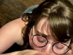 Nerdy blonde teen gets facial after blowjob. I found her on Hookmet.com