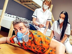 お尻, フェラチオ, バック, 女 人男 人, ホテル, 淫乱熟女, 看護婦, 三人