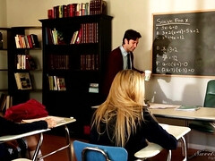 アメリカ人, ブロンド, チン, なめる, 自然山雀, ピアス, 生徒, ユニフォーム