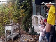 ブロンド, バック, ハードコア, キス, アウトドア, 小柄, 公共, オッパイの
