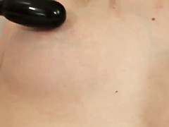 ブロンド, ディルド, オナニー, 剃毛, オッパイの, おもちゃ, バイブレーター