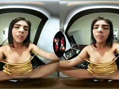Perky Tits 18yo Adhara Brunette teen in POV VR hardcore w cumshot