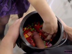 お尻, デカ尻, フェラチオ, 巨乳な, チン, ハードコア, 三人, オッパイの