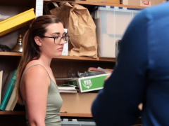 Nervous thief teen busted by a perverted big cock cop