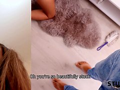 Caught in the act: Brunette Euro teen gets her pussy pounded in a hot, stuck-filled video