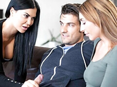 Awesome models Jasmine Jae and Christiana Cinn fuck with a huge dick