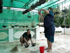 ぽっちゃり, デカ尻, デカパイ, フェラチオ, 気狂い, インド人, 淫乱熟女, オッパイの