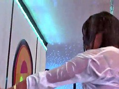 Horny girls dancing erotically in a club