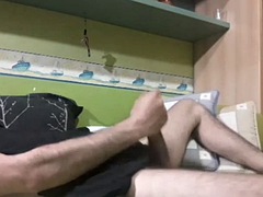 Strong masturbation, fucking my hand with the tip of a big dick in a private show on Skype