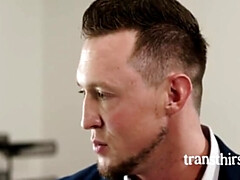 Busty Blonde Tranny Casey Kisses Passionate Office Romance with Big Dick and Big Tits