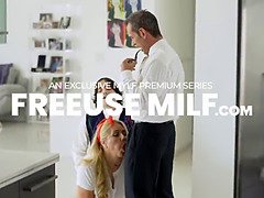 Blond, Rondborstig, Oudere vrouw, Hondjeshouding, Moeder die ik wil neuken