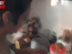 Grosser arsch, Grosser schwanz, Paar, Hd, Küche, Hausmädchen, Muschi, Ehefrau