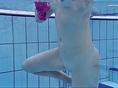 Belleza, Rubia, Linda, Europeo, Ruso, Solo, Tetas, Bajo el agua