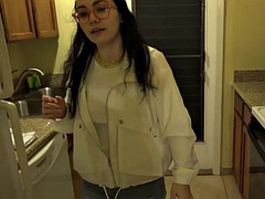 Gros seins, Brunette brune, Éjaculation interne, Petite amie, Masturbation, Actrice du porno, Pov, Nénés