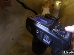 Cul, Blonde, Plantureuse, Exhib, Nue  à poil, Public, Chatte, Nénés