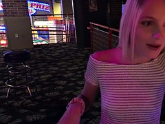 Cute petite blonde Kate Bloom goes for a carousel ride then rides a dick
