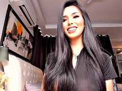 アジア人, 美人, デカチン, オナニー, シーメール, 一人, ウェブカメラ