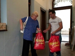 Picking up a chubby blonde granny and taking her for a ride