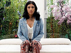 Awesome long-haired brunette Mila fucked on the casting