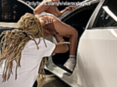 Public car sex, car sex, pretty face