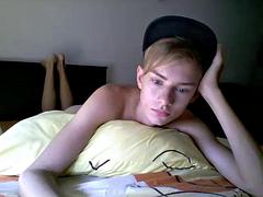 Beautiful Blond Twink Blows a Load
