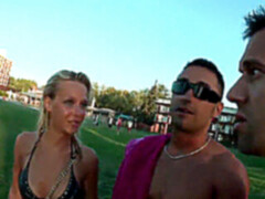 Threesome, public sex, big cock