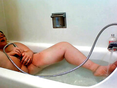 Masturbate, bathtub, running bath water