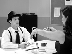 The Detective And The Dame - big cock shemale Domino Presley receives oral sex from her coworker