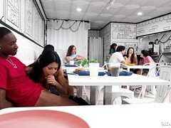 Grosser schwanz, Schwarz, Blasen, Interrassisch, Öffentlich