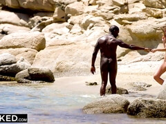 Playa, Rubia, Polla, Pajear, Interracial, Lamidas, Al aire libre, Flaco
