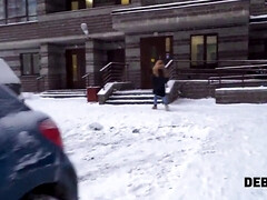 18, デカチン, ズームショット, バック, 自家製, お金, 赤毛, ティーン