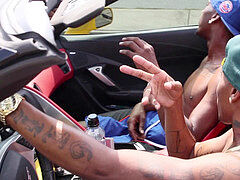 Anal, Plage, Grosse bite, Noire, Sucer une bite, Couple, Homosexuelle, De plein air