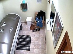 Leie, Tschechisch, Riesig, Öffentlich, Muschi, Solarium, Solo, Titten