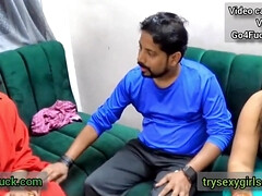 お尻, ぽっちゃり, フェラチオ, イく瞬間, 自家製, インド人, 三人, オッパイの