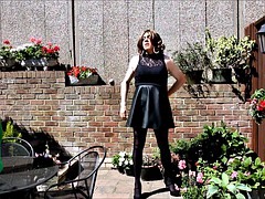 Alison's wanking in the garden again - Sexy Crossdresser