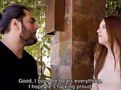 18, アメリカ人, デカパイ, フェラチオ, 浮気者, 爸, オマンコ, 赤毛