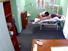 Dark-haired nympho called Enny gets fucked in doctor's office