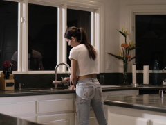 Horny slender boss shemale surprised a muscular worker