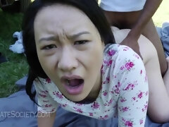 Asiático, Culo, Negro, Mamada, Corridas, Polla, Interracial, Al aire libre