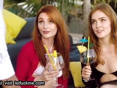 cumshot gorgeous redheads seduce bartender while on vacation