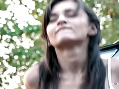 Brunette brune, Voiture, Hd, De plein air